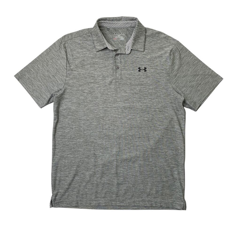 Under Armour Polo Shirt Mens M Medium Gray HeatGear Elevated Heather Performance